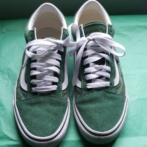 Vans Classic Green and White Sneakers